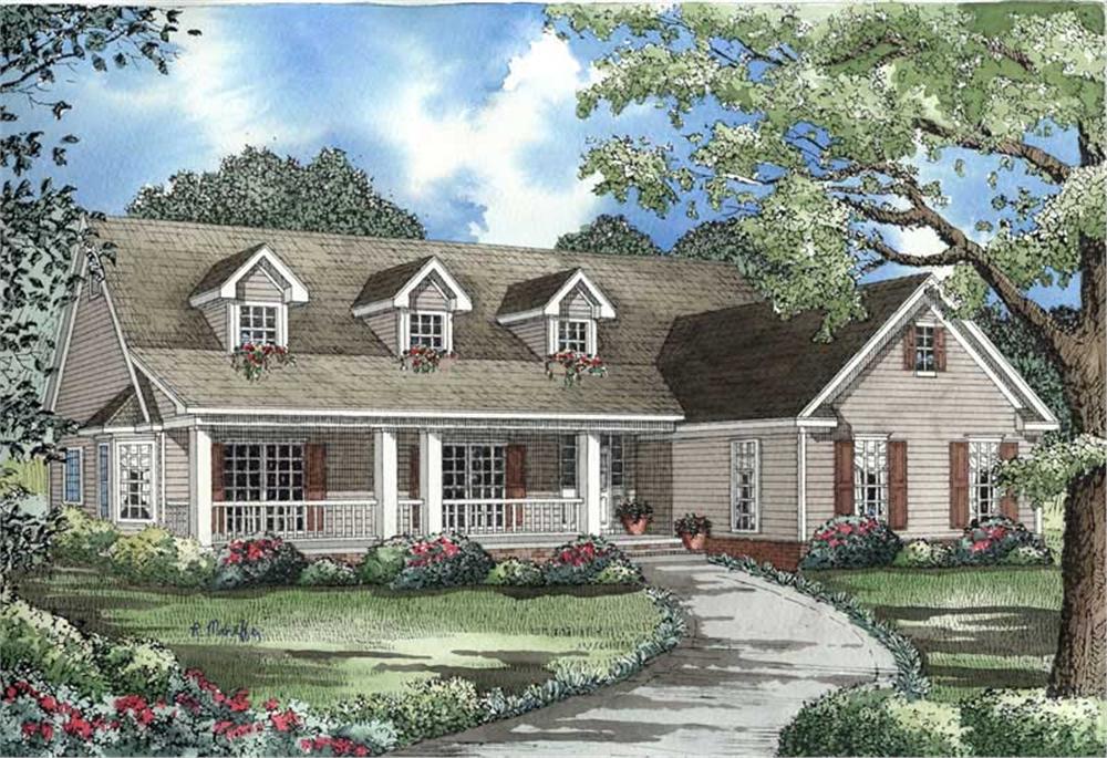 Front elevation of Country home (ThePlanCollection: House Plan #153-1464)