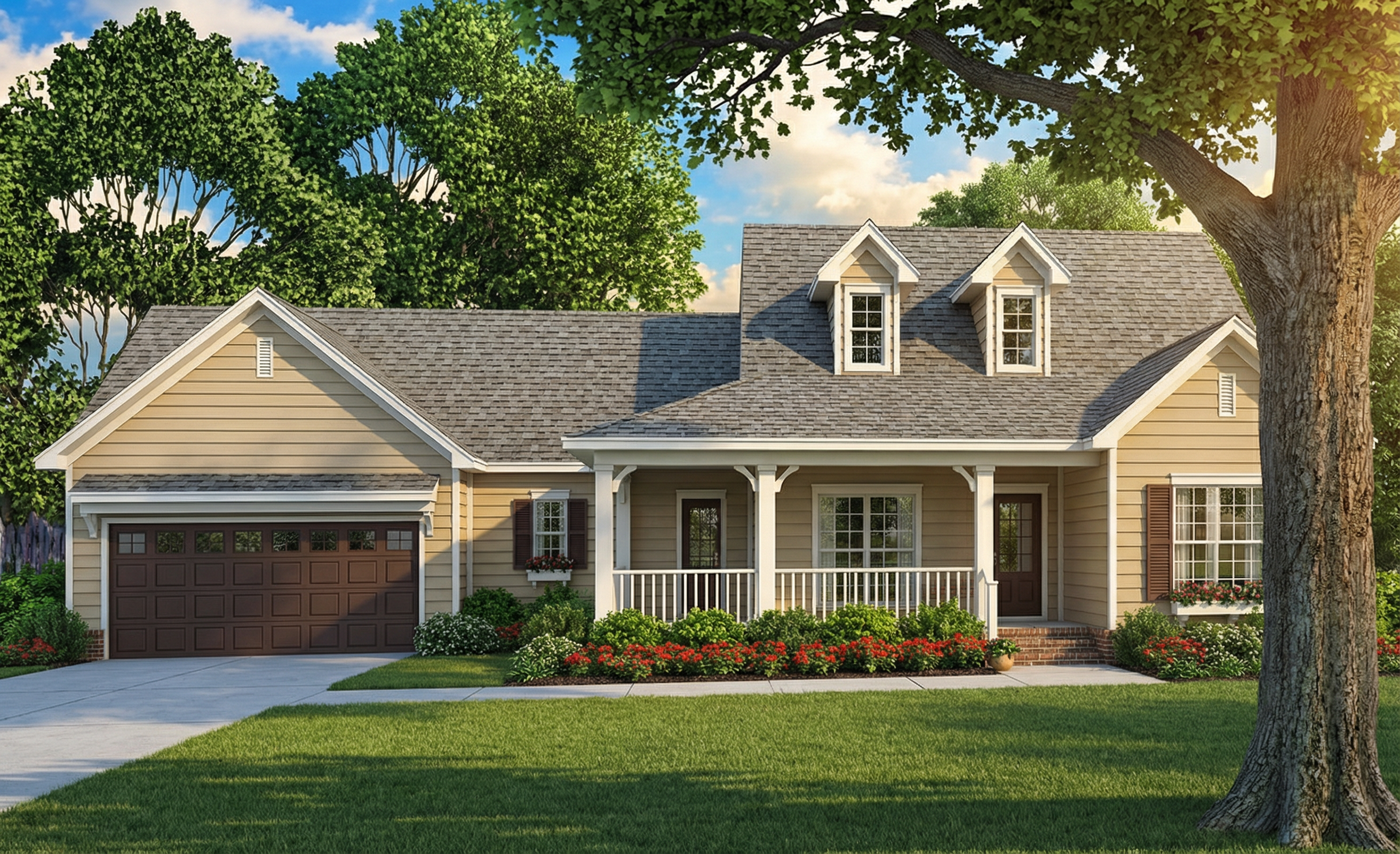 This is a beautiful rendering of these Cape Cod House Plans.