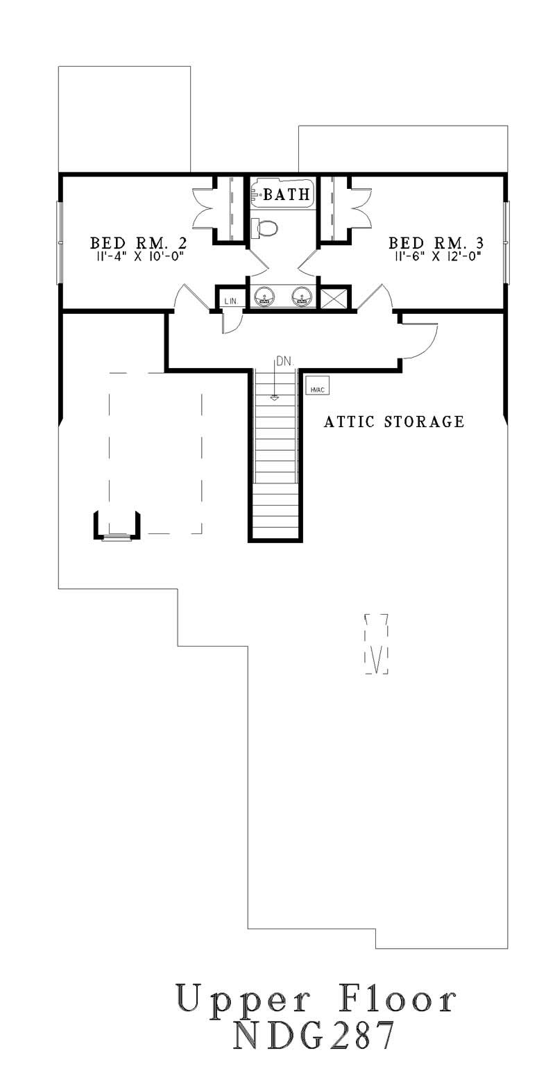 Floor Plan Second Story of Country Plan #153-1490