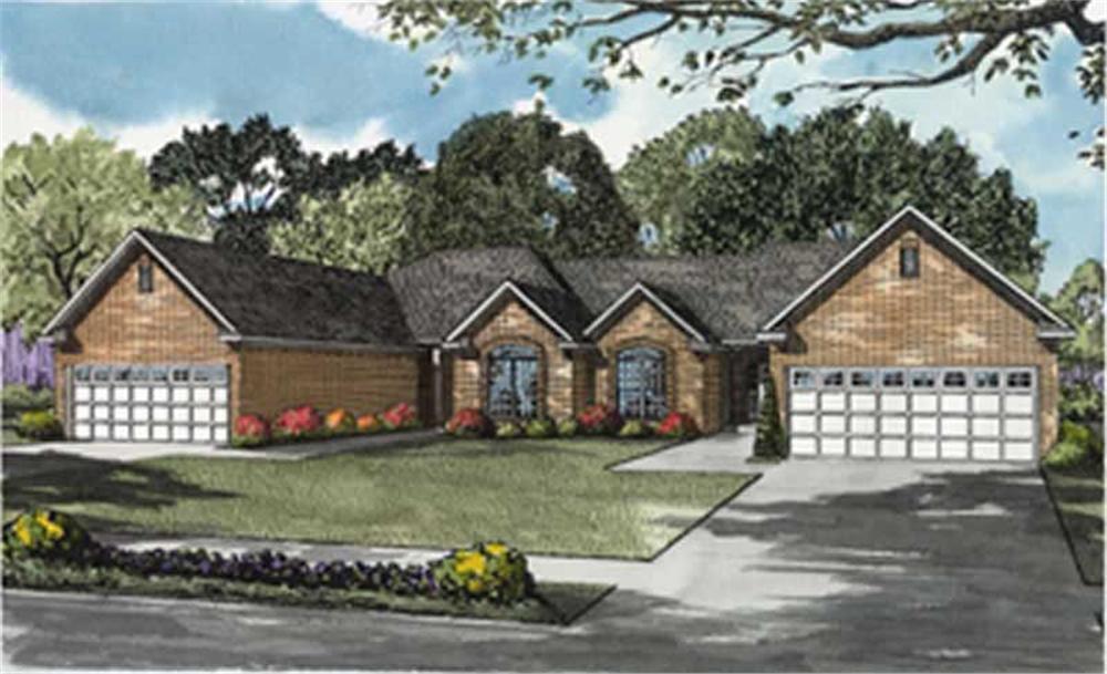 Front elevation of Multi-Unit home (ThePlanCollection: House Plan #153-1538)