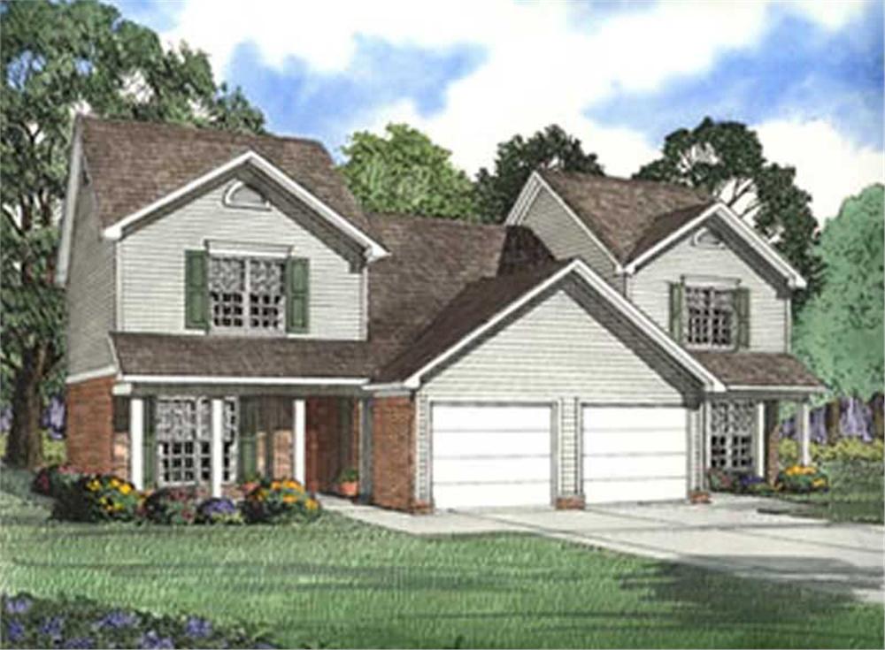 Front elevation of Multi-Unit home (ThePlanCollection: House Plan #153-1540)