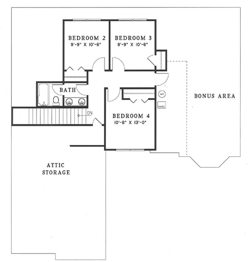 Floor Plan Second Story of Country Plan #153-1553