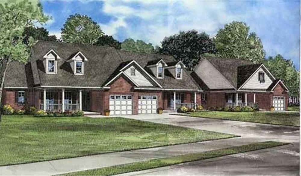 Front elevation of Multi-Unit home (ThePlanCollection: House Plan #153-1557)
