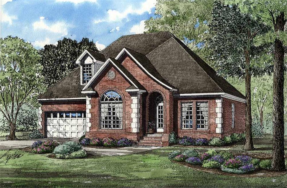 Front elevation of European home (ThePlanCollection: House Plan #153-1562)