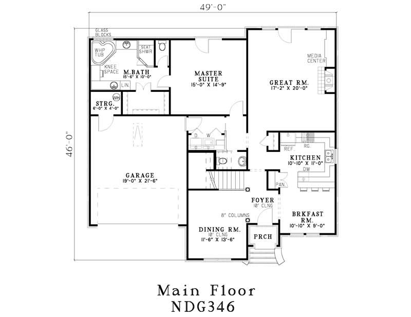 Floor Plan First Story of European Plan #153-1562