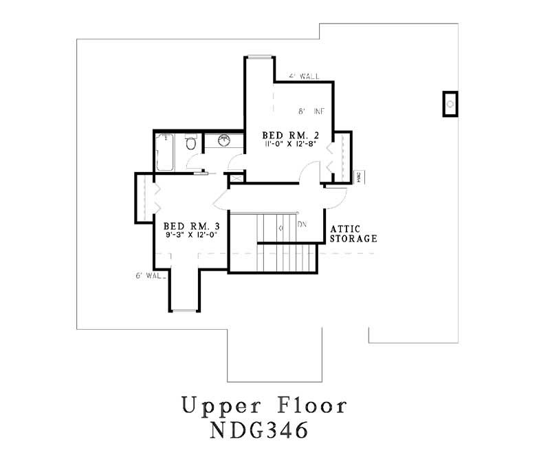 Floor Plan Second Story of European Plan #153-1562