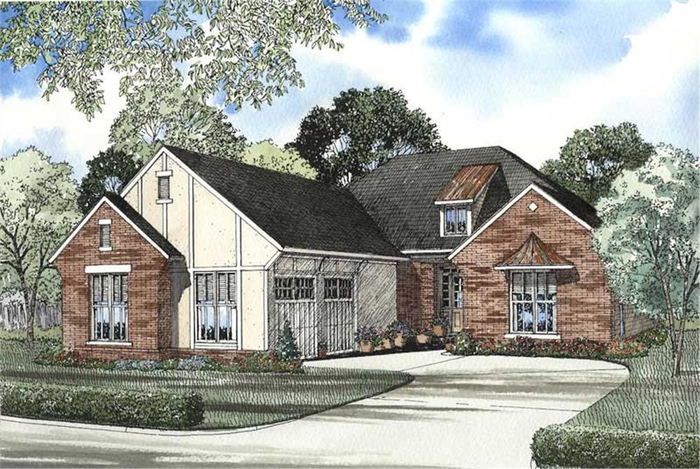 Front elevation of Craftsman home (ThePlanCollection: House Plan #153-1571)