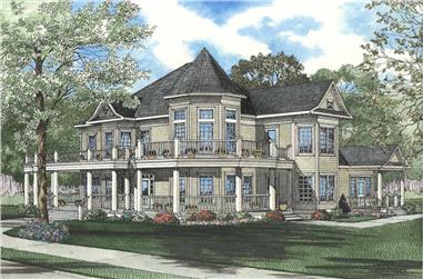 porch Spacious Victorian Style home plan architectural drawings many bedrooms 