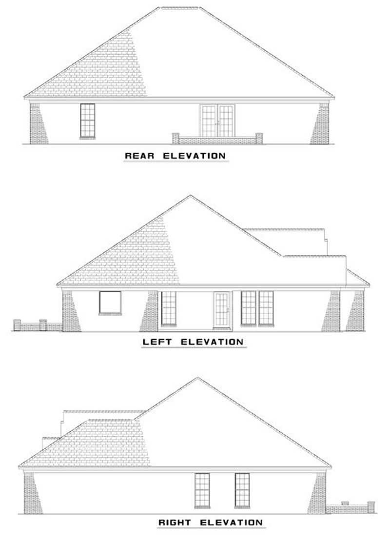 Home Plan Rear Elevation of this 4-Bedroom,1950 Sq Ft Plan -153-1584