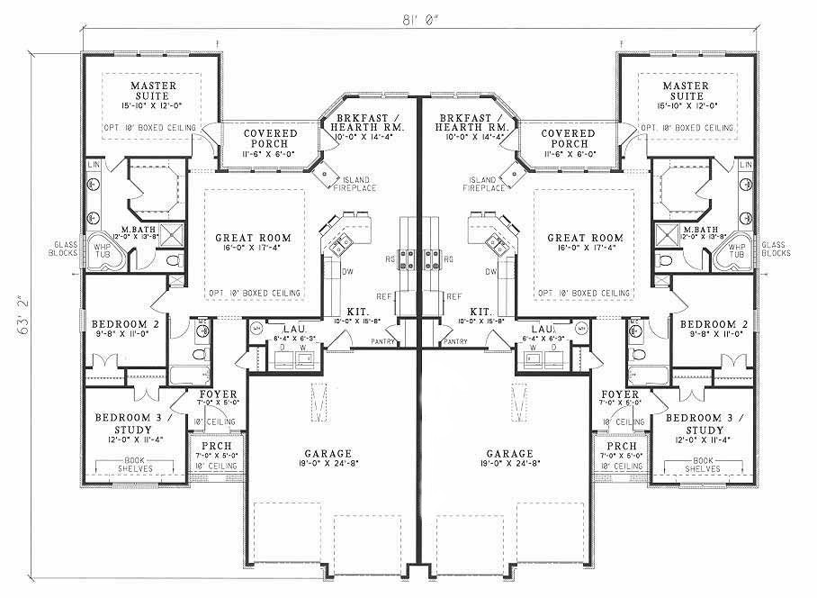 Duplex House Plan 1531585 3 Bedrooms, 1520 Sq Ft Per