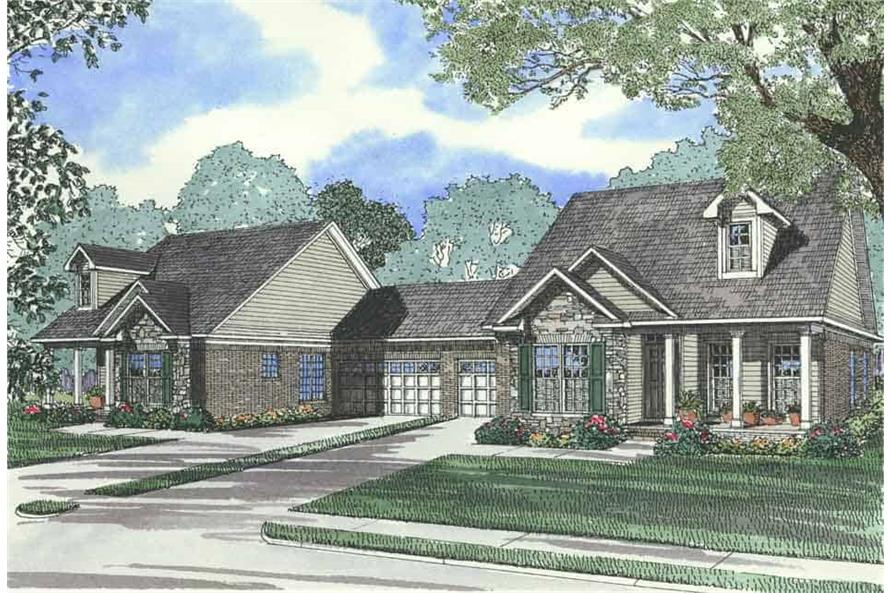 Front elevation of Multi-Unit home (ThePlanCollection: House Plan #153-1594)