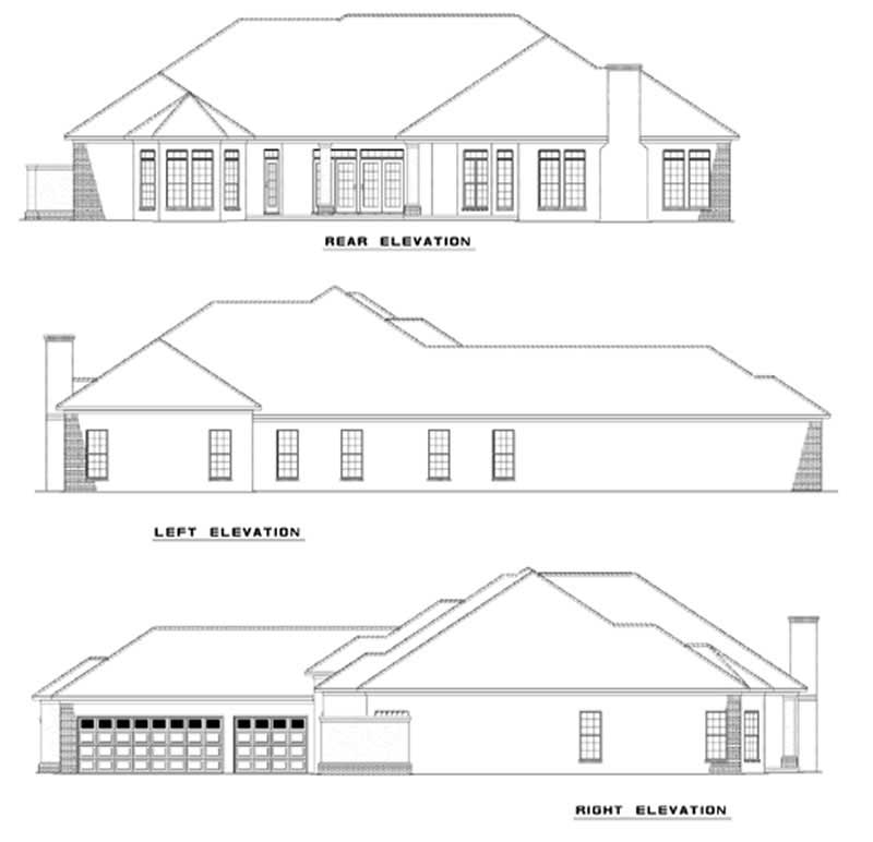 Home Plan Rear Elevation of this 3-Bedroom,3554 Sq Ft Plan -153-1607