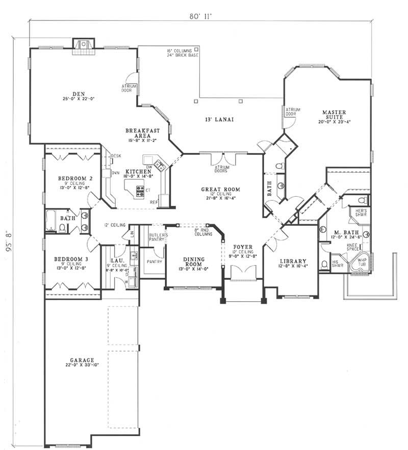 Floor Plan First Story of Contemporary Plan #153-1607