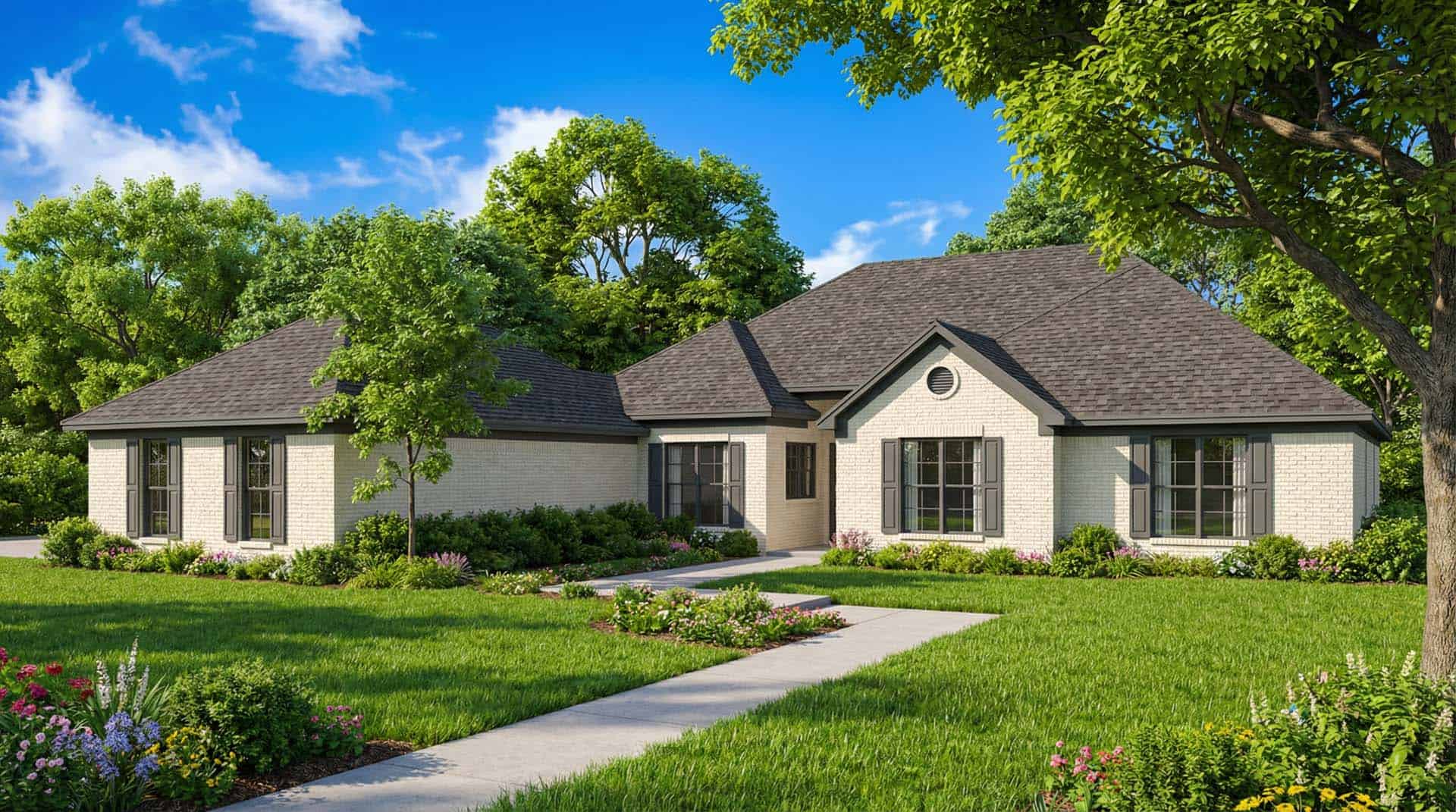 Front elevation of European home (ThePlanCollection: House Plan #153-1616)