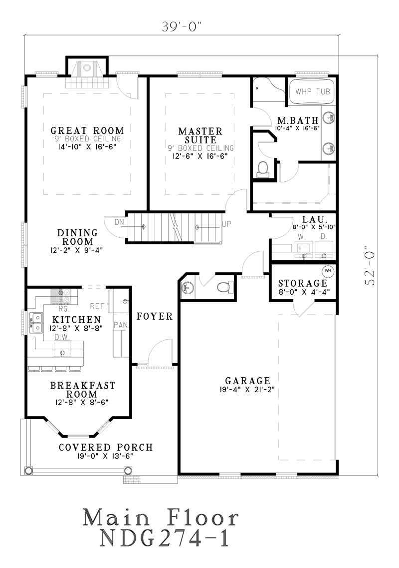 Floor Plan First Story of Southern Plan #153-1620