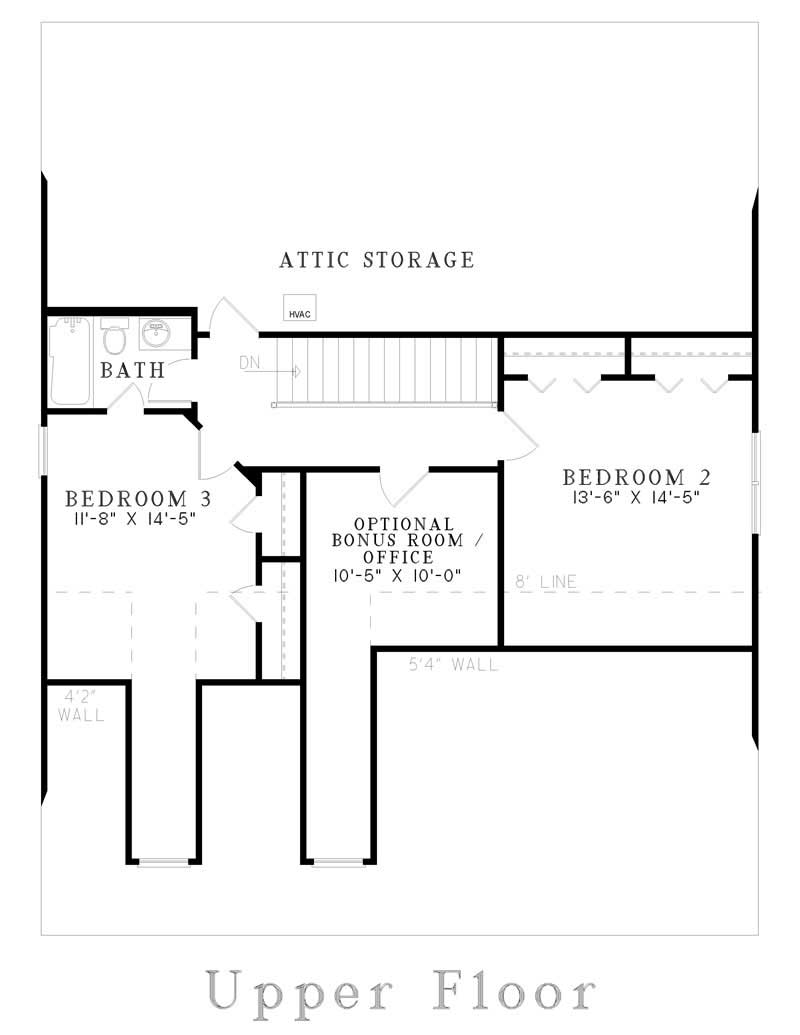 Floor Plan Second Story of Southern Plan #153-1620