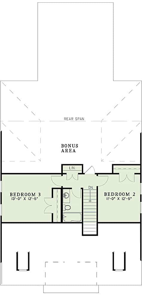 Floor Plan Upper Level of Cape Cod Plan #153-1637