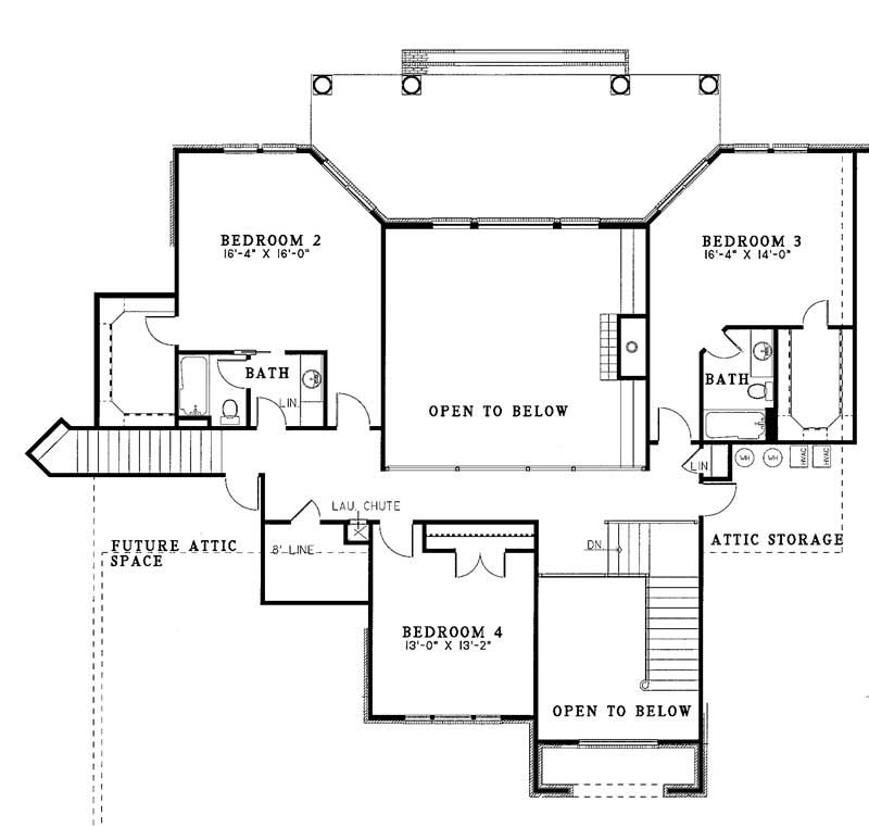 Floor Plan Second Story of Country Plan #153-1643