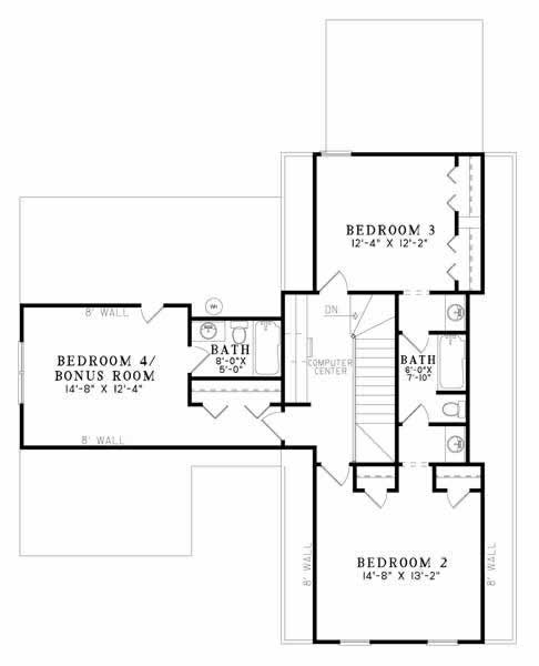 Floor Plan Second Story of Country Plan #153-1667