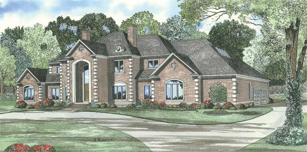 Front elevation of European home (ThePlanCollection: House Plan #153-1672)