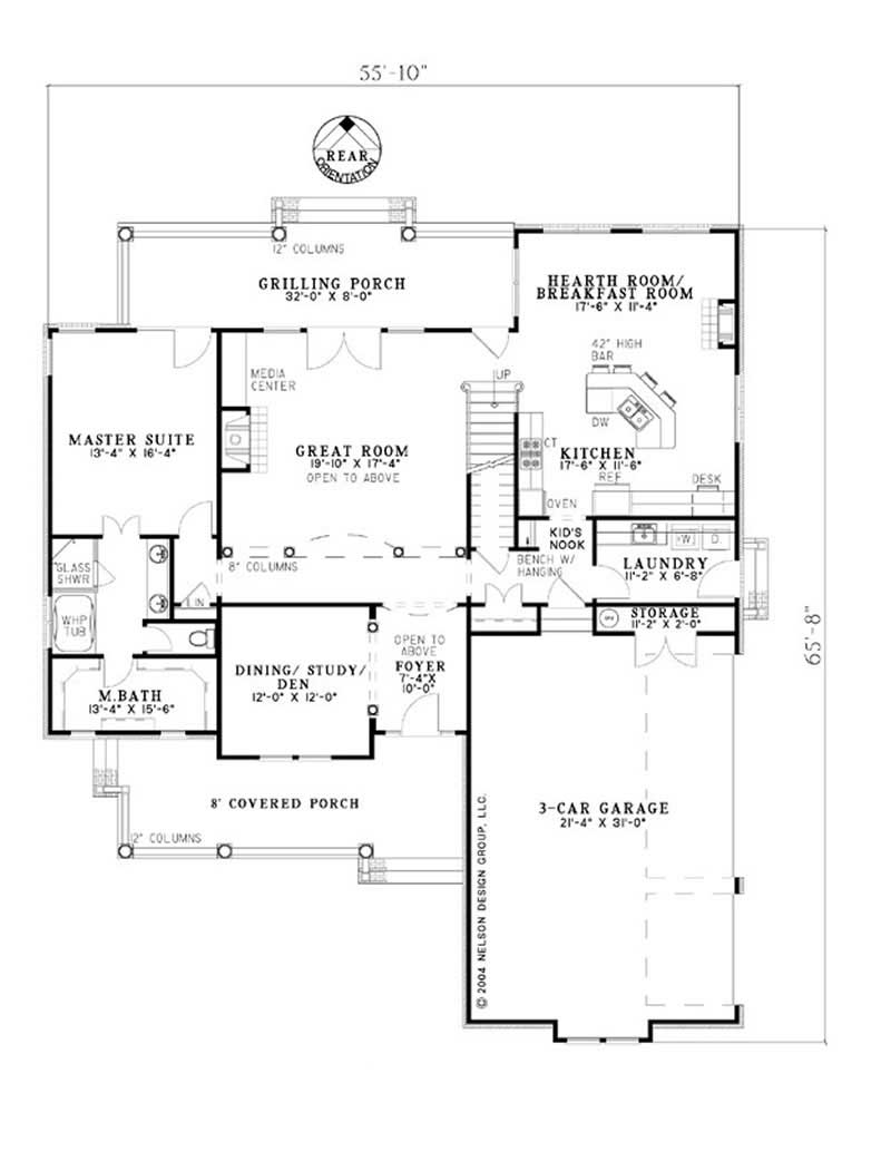 Floor Plan First Story of Country Plan #153-1673