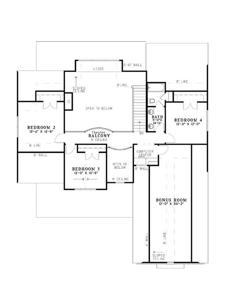 Floor Plan Second Story of Country Plan #153-1673