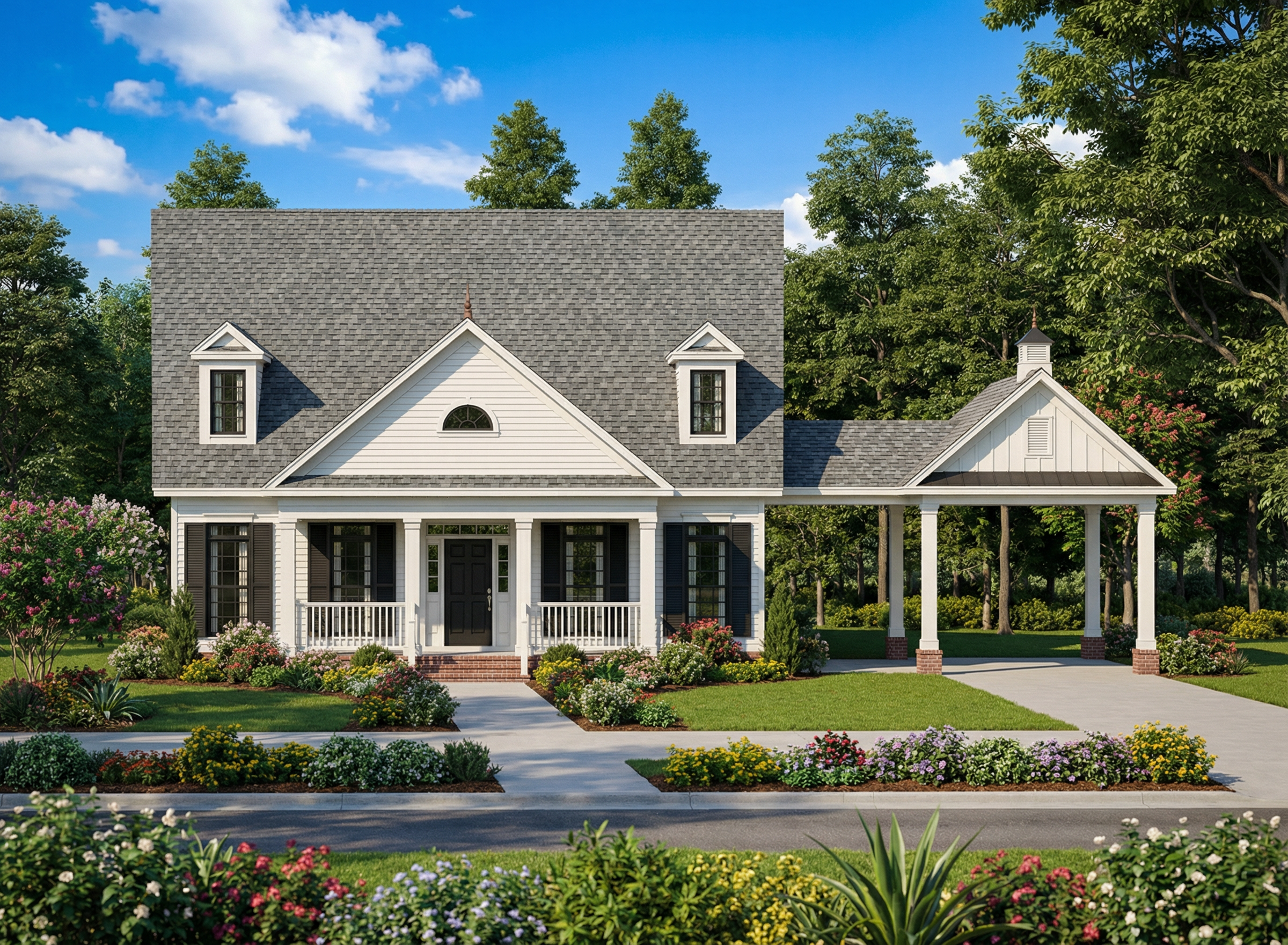 Front elevation of Contemporary home (ThePlanCollection: House Plan #153-1678)