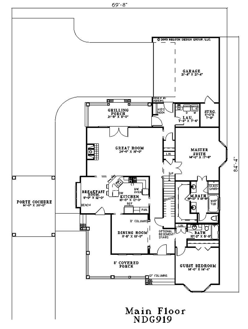 Floor Plan First Story of Colonial Plan #153-1687