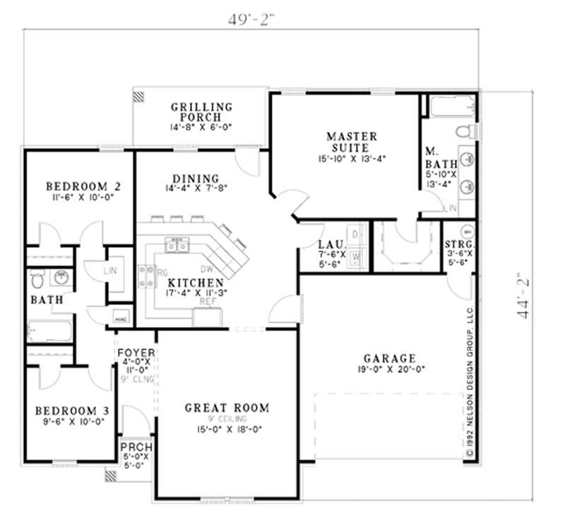 Floor Plan First Story of Country Plan #153-1699