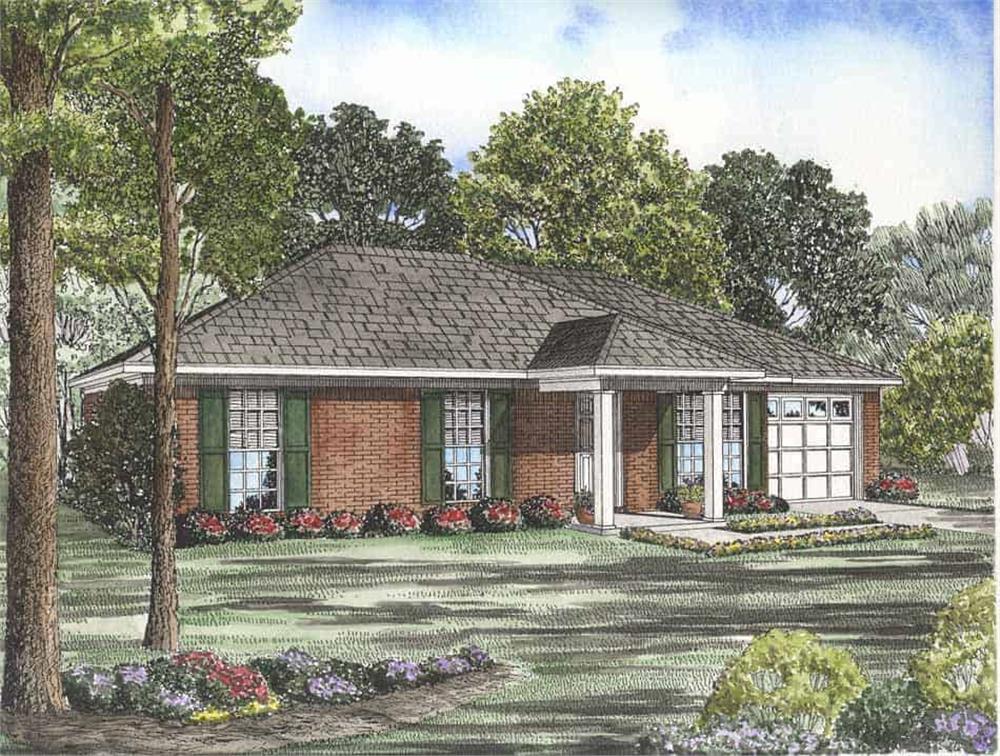 Front elevation of Ranch home (ThePlanCollection: House Plan #153-1701)