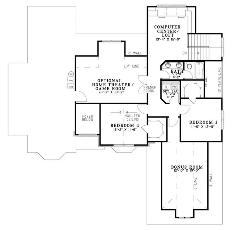 Floor Plan Second Story of Contemporary Plan #153-1709