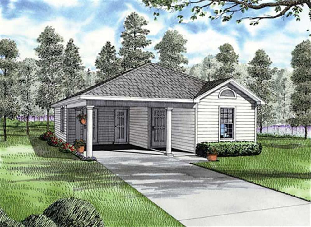 Front elevation of Ranch home (ThePlanCollection: House Plan #153-1717)