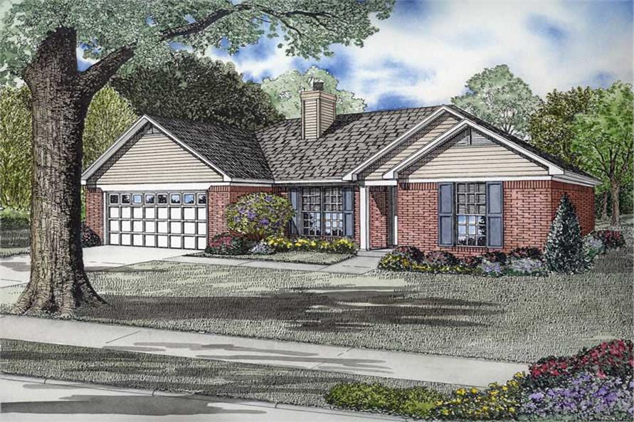 3-Bedroom, 1295 Sq Ft Ranch House Plan - 153-1725 - Front Exterior