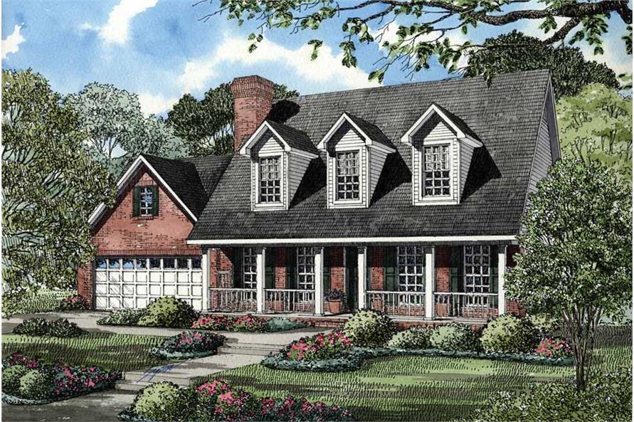 Front elevation of Cape Cod home (ThePlanCollection: House Plan #153-1730)