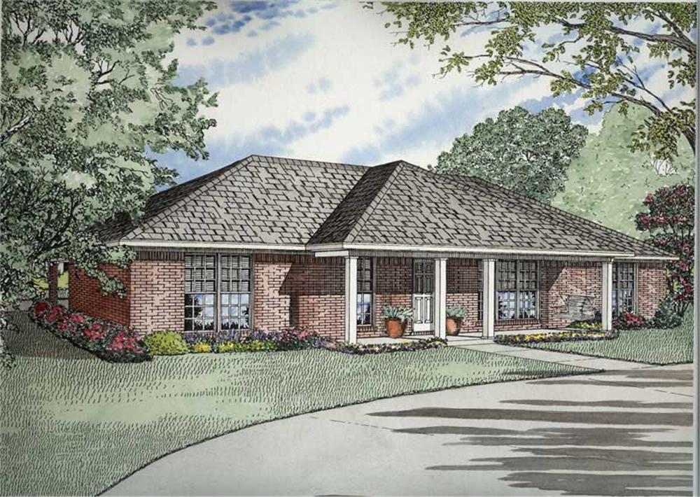 Front elevation of Ranch home (ThePlanCollection: House Plan #153-1732)