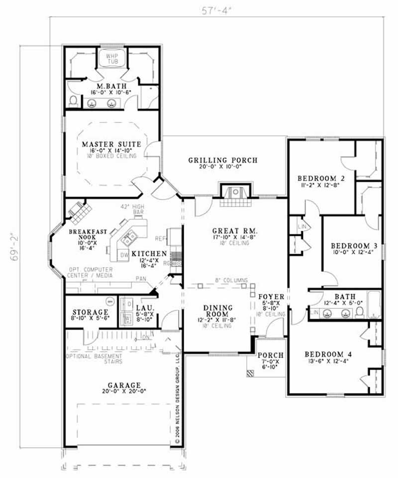 Floor Plan First Story of Contemporary Plan #153-1734