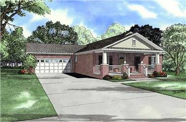 3-Bedroom, 1250 Sq Ft Country Home Plan - 153-1764 - Main Exterior