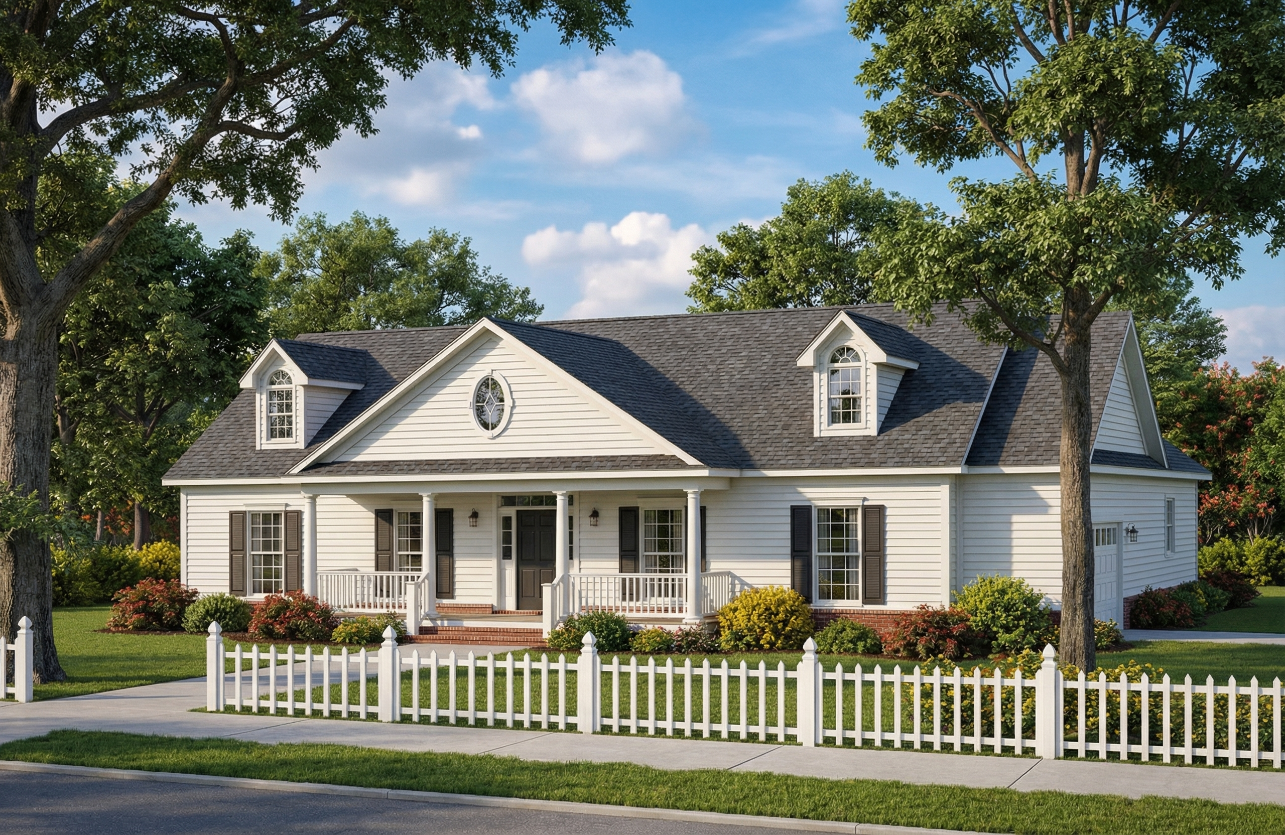 Front elevation of Ranch home (ThePlanCollection: House Plan #153-1765)