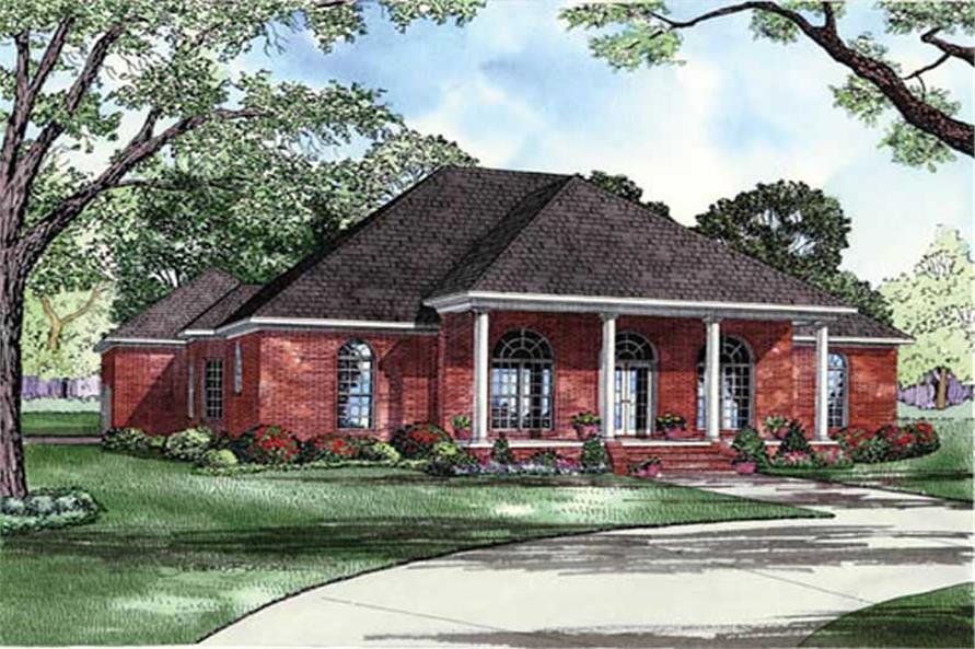 Front elevation of Colonial home (ThePlanCollection: House Plan #153-1766)