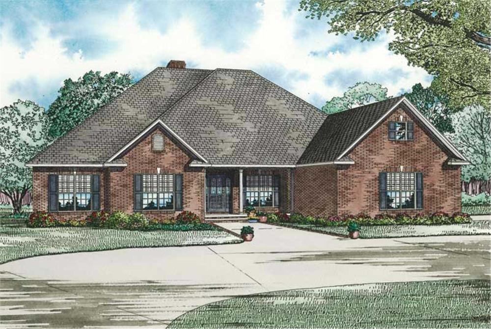 Main image for this ranch house plan with four bedrooms.