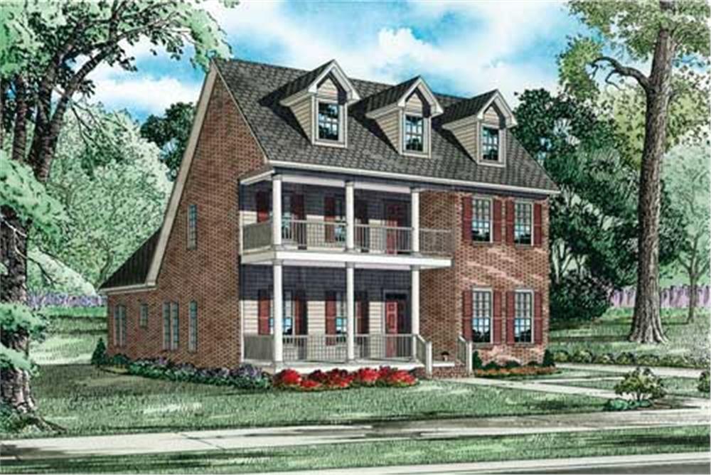 This is a colored elevation of these Colonial Homeplans.