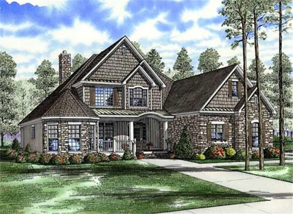 Front elevation of Craftsman home (ThePlanCollection: House Plan #153-1798)