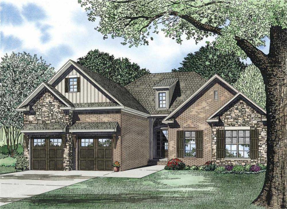 This image is an artist's rendering of these Craftsman Home Plans.