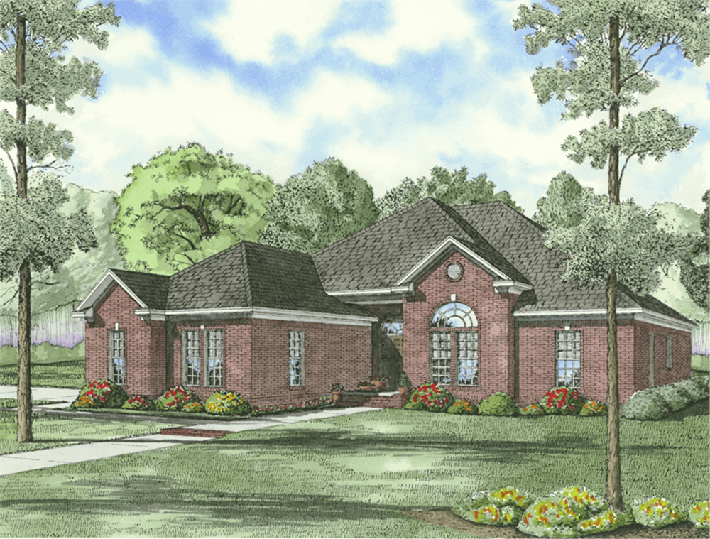 Front elevation of Ranch home (ThePlanCollection: House Plan #153-1816)