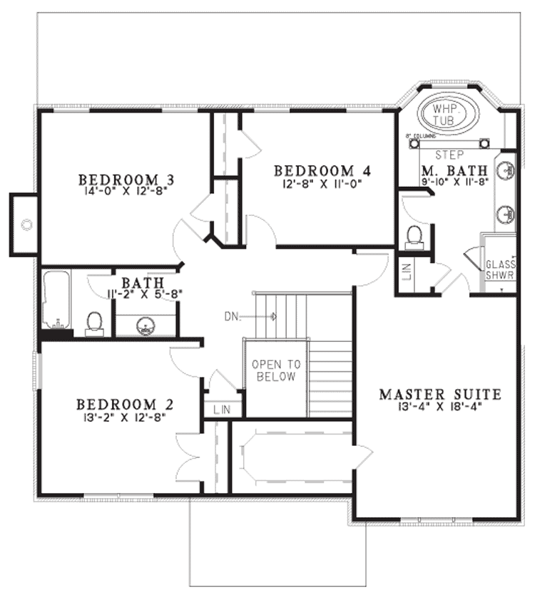 Upper Level of Traditional Plan #153-1819