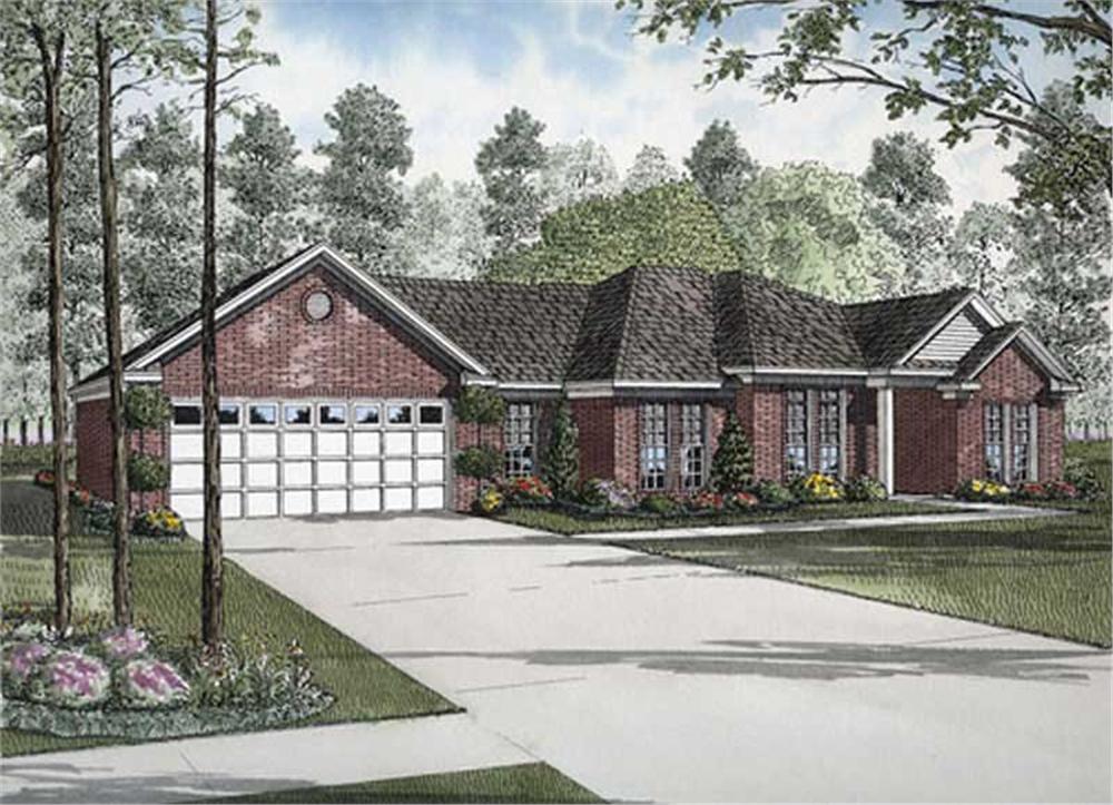 Front elevation of Ranch home (ThePlanCollection: House Plan #153-1822)