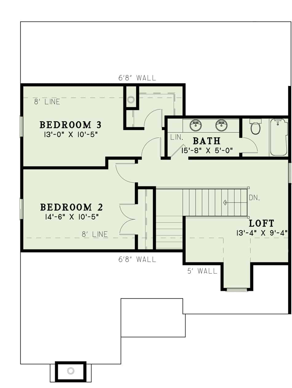 Upper Level of Traditional Plan #153-1825