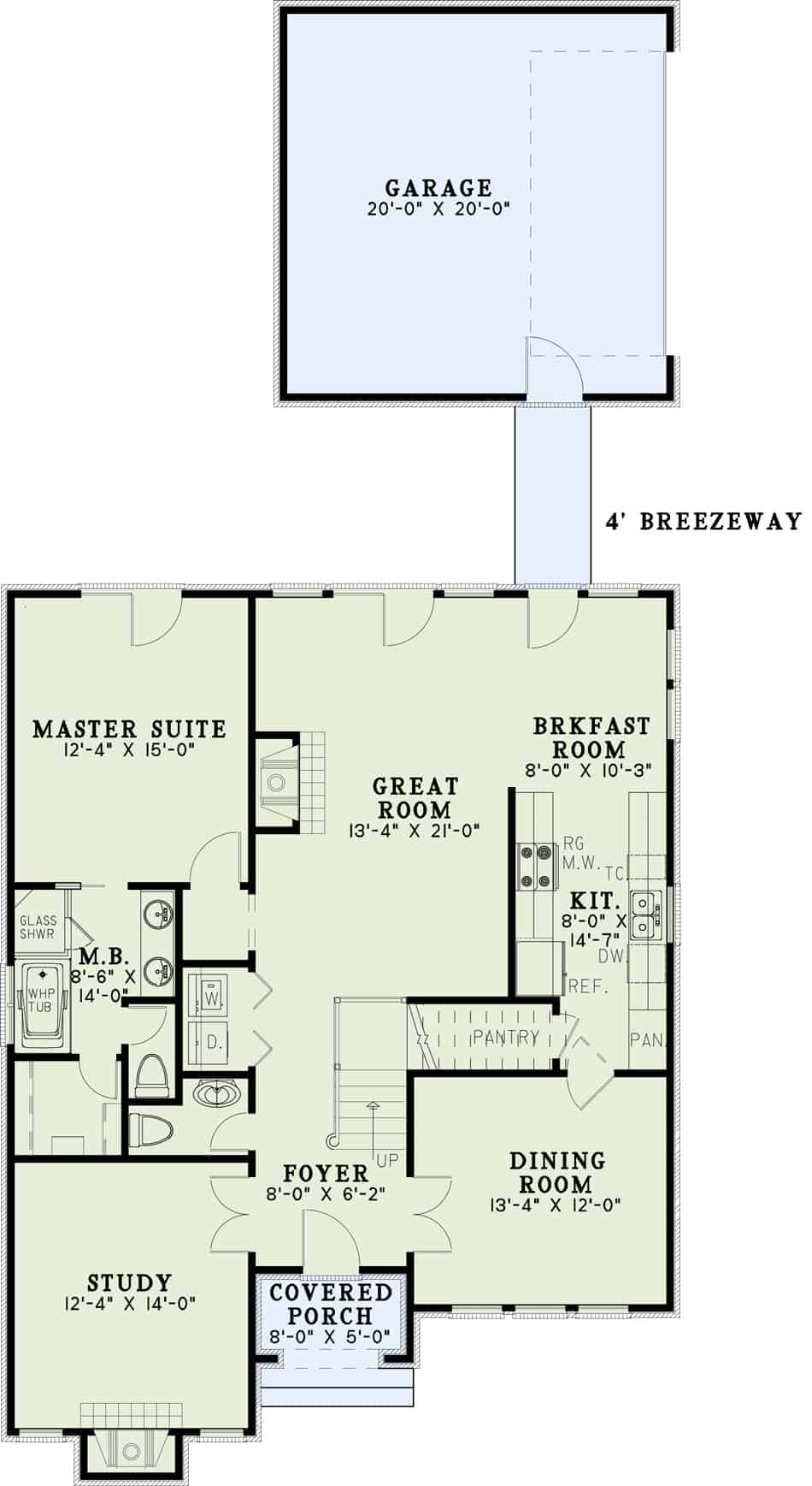 Main Level of Traditional Plan #153-1825