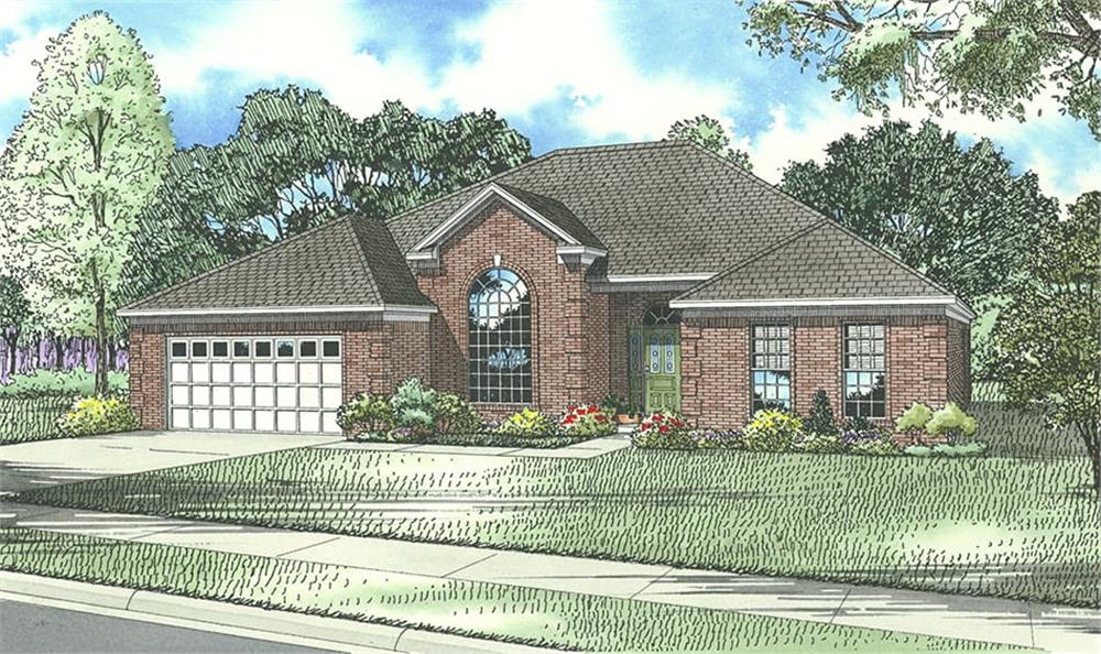 Front elevation of Ranch home (ThePlanCollection: House Plan #153-1833)