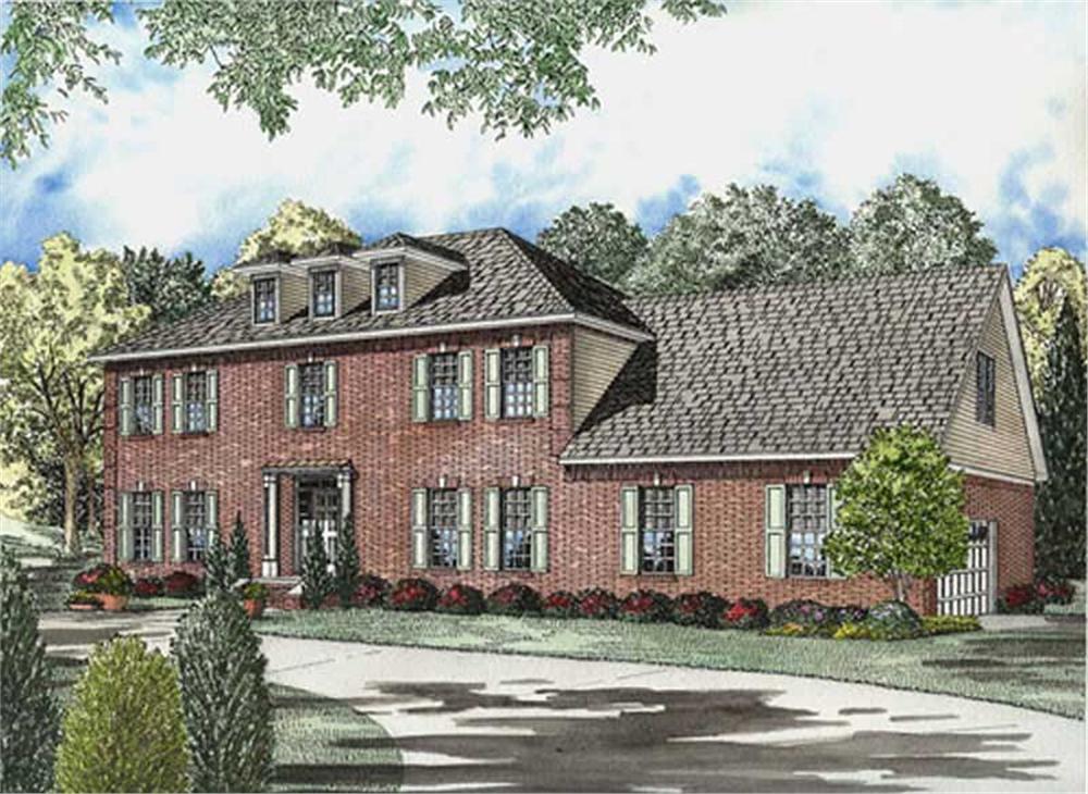 Front elevation of Luxury home (ThePlanCollection: House Plan #153-1841)